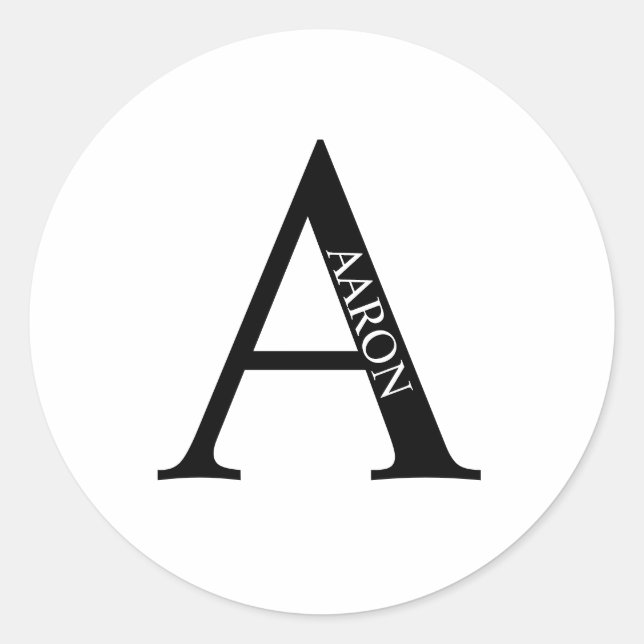Personalised Monogram and Name Classic Round Stick Sticker (Front)