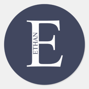 Personalised Monogram and Name Classic Round Stick Sticker