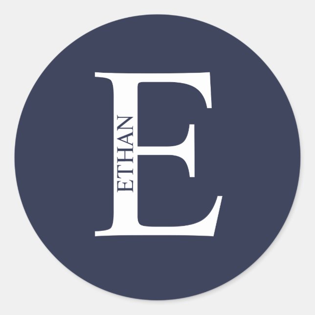 Personalised Monogram and Name Classic Round Stick Sticker (Front)