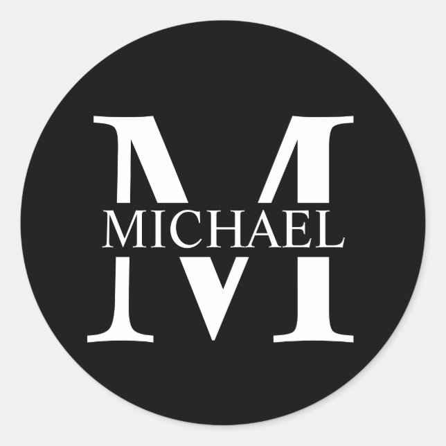 Personalised Monogram and Name Classic Round Sticker (Front)