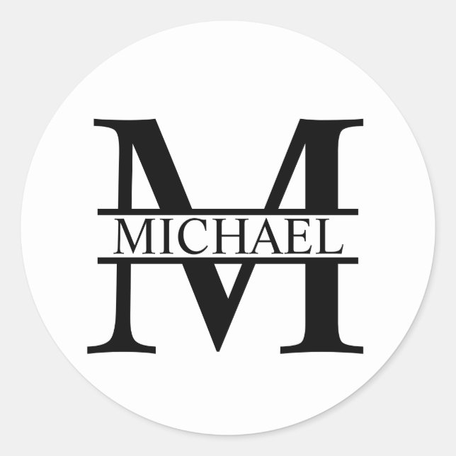 Personalised Monogram and Name Classic Round Sticker (Front)