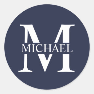Personalised Monogram and Name Classic Round Sticker