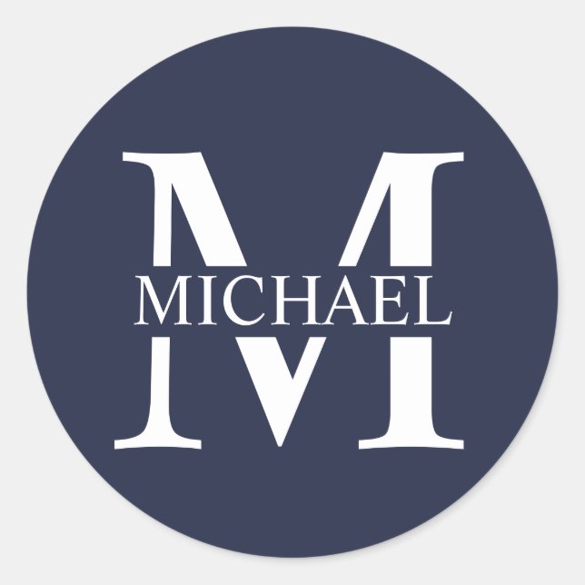 Personalised Monogram and Name Classic Round Sticker (Front)