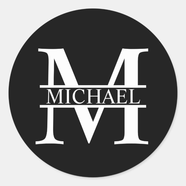 Personalised Monogram and Name Classic Round Sticker (Front)