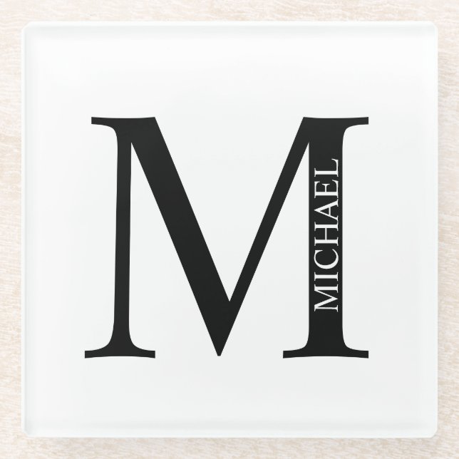 Personalised Monogram and Name Glass Coaster (Front)