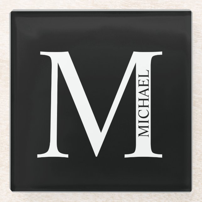 Personalised Monogram and Name Glass Coaster (Front)