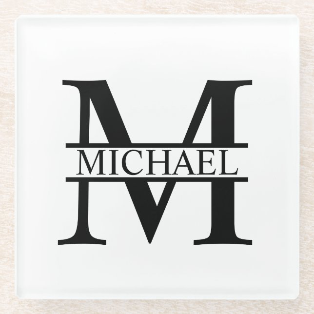 Personalised Monogram and Name Glass Coaster (Front)