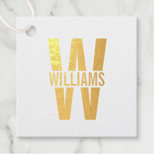 Personalised Monogram and Name Gold Favour Tags