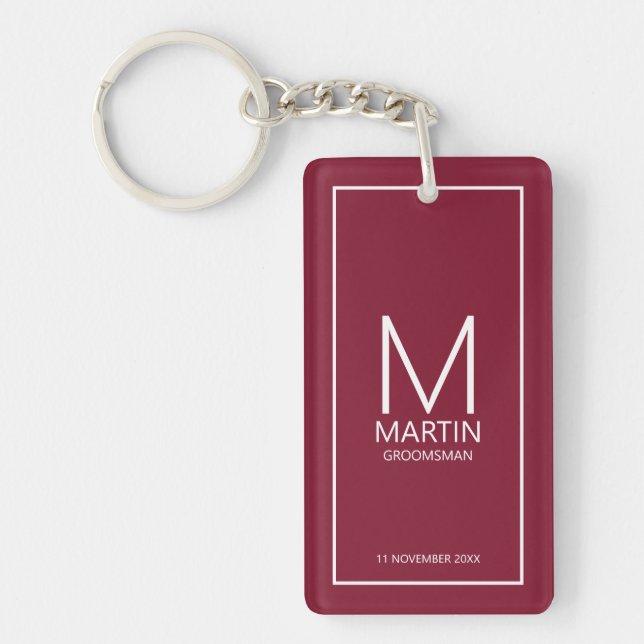 Personalised Monogram and Name Groomsmen Key Ring (Front)