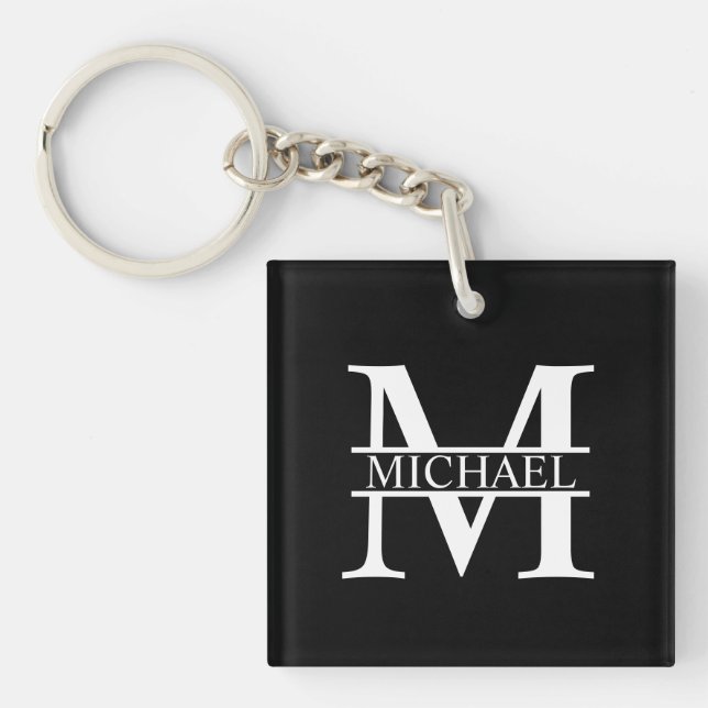 Personalised Monogram and Name Key Ring (Front)