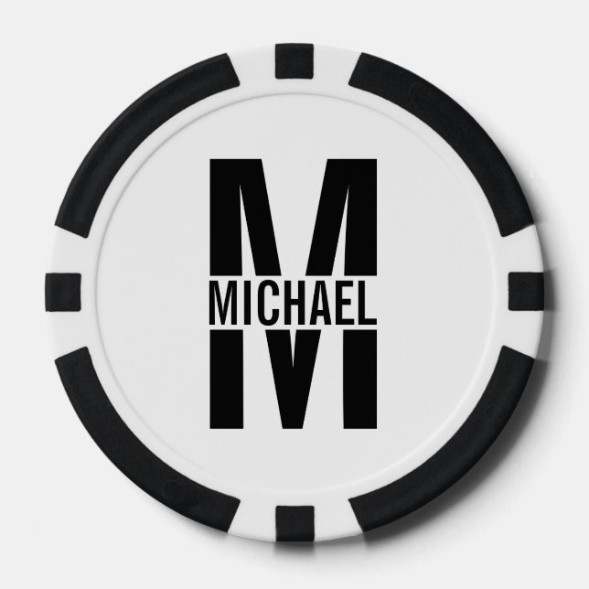 Personalised Monogram and Name Keychain Poker Chips (Front)