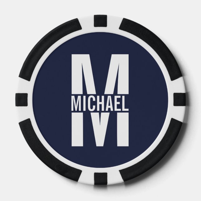 Personalised Monogram and Name Keychain Poker Chips (Front)