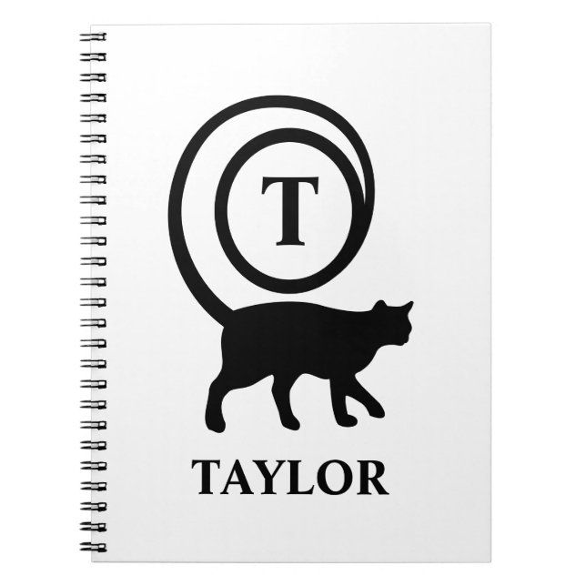 Personalised Monogram And Name Kitty Cat Lover Notebook (Front)