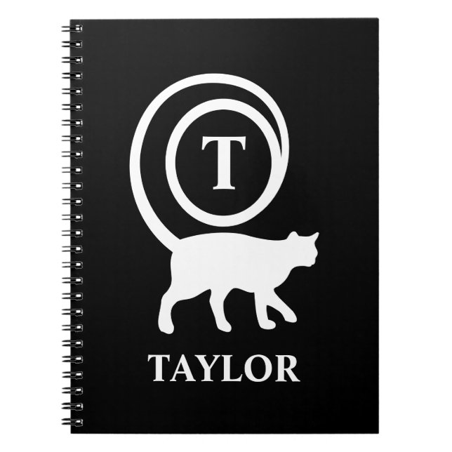 Personalised Monogram And Name Kitty Cat Lover Notebook (Front)