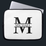 Personalised Monogram and Name Laptop Sleeve<br><div class="desc">Personalised Monogram and Name Gifts
featuring personalised monogram and name in classic serif font style.

Perfect as father's day gifts for dad,  gifts for grandfather,  husband,  graduate and more.</div>