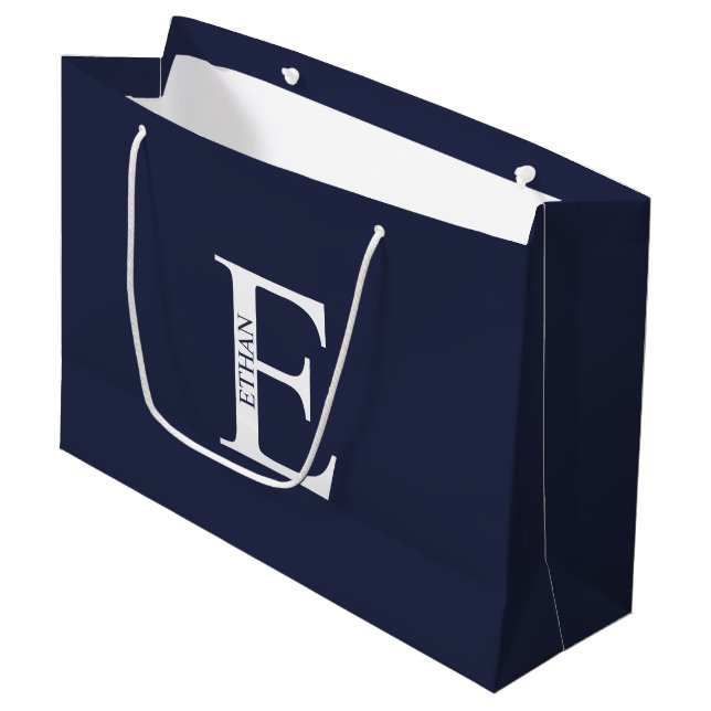 Personalised Monogram and Name Large Gift Bag (Front Angled)