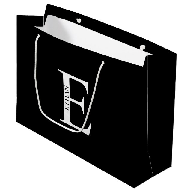 Personalised Monogram and Name Large Gift Bag (Front Angled)