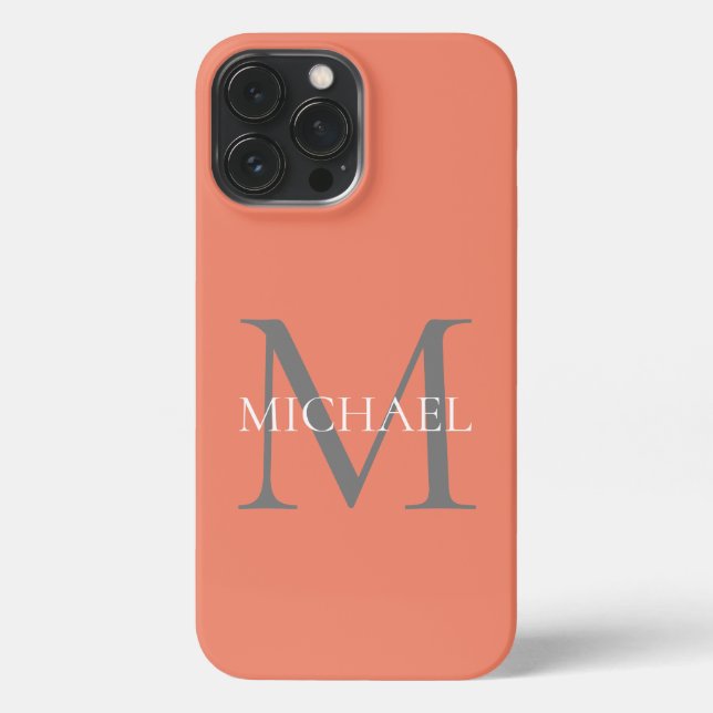 Personalised Monogram and Name Light Pink iPhone Case (Back)