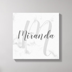 Personalised Monogram and Name Marble Canvas Print