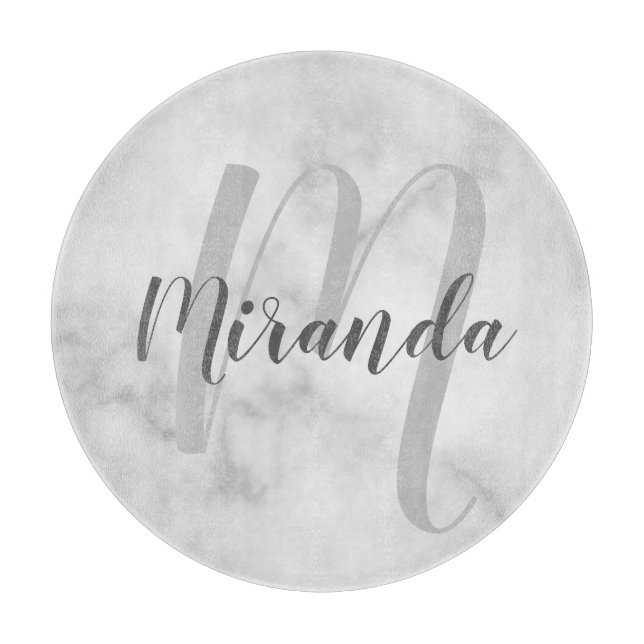 Personalised Monogram and Name Marble Cutting Board (Front)