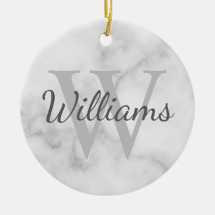 Personalised Monogram and Name Marble Look Ceramic Ornament
