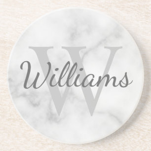 Personalised Monogram and Name Marble Look Coaster