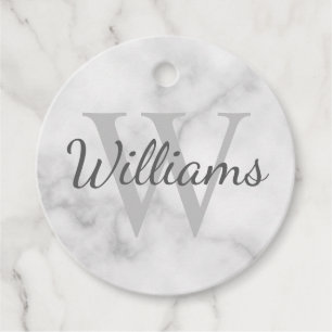 Personalised Monogram and Name Marble Look Favour Tags
