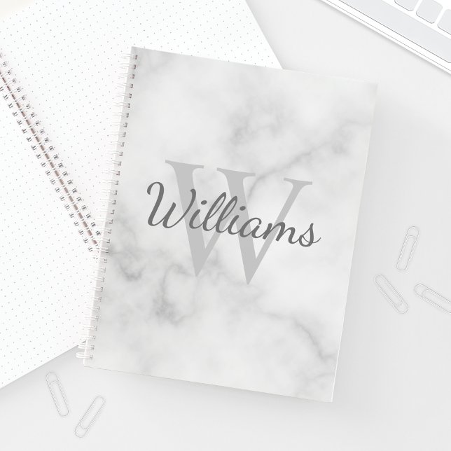 Personalised Monogram and Name Marble Look Notebook (Creator Uploaded)