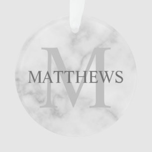 Personalised Monogram and Name Marble Look Ornament