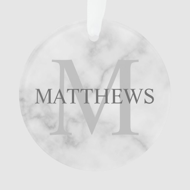 Personalised Monogram and Name Marble Look Ornament (Front)