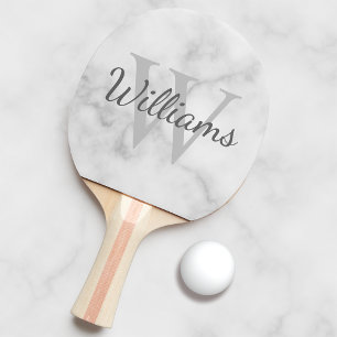 Personalised Monogram and Name Marble Look Ping Pong Paddle