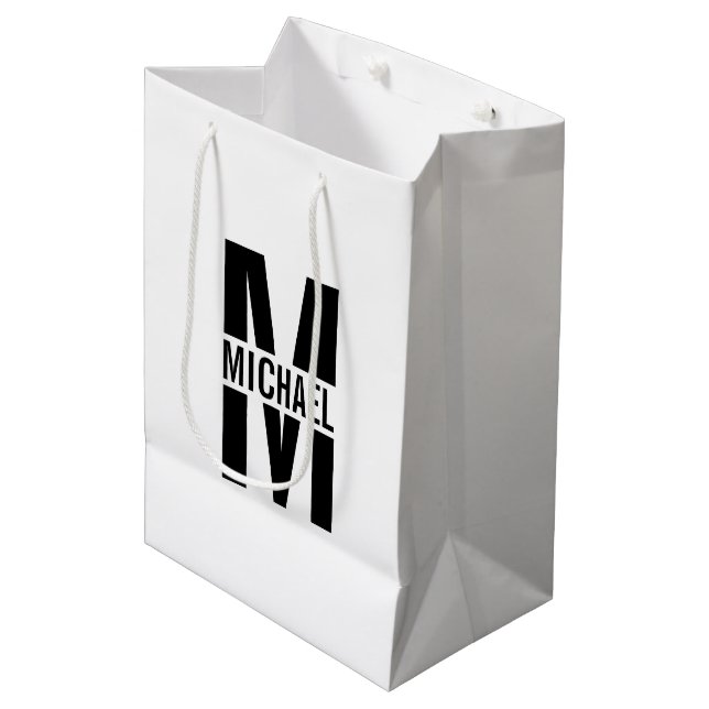 Personalised Monogram and Name Medium Gift Bag (Front Angled)