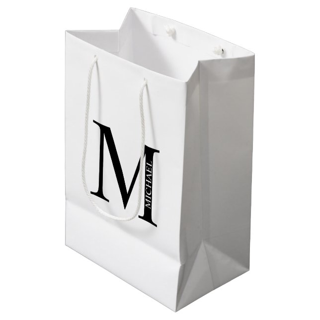Personalised Monogram and Name Medium Gift Bag (Front Angled)