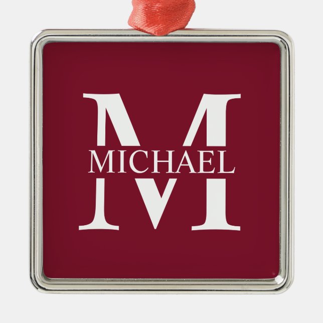 Personalised Monogram and Name Metal Ornament (Front)