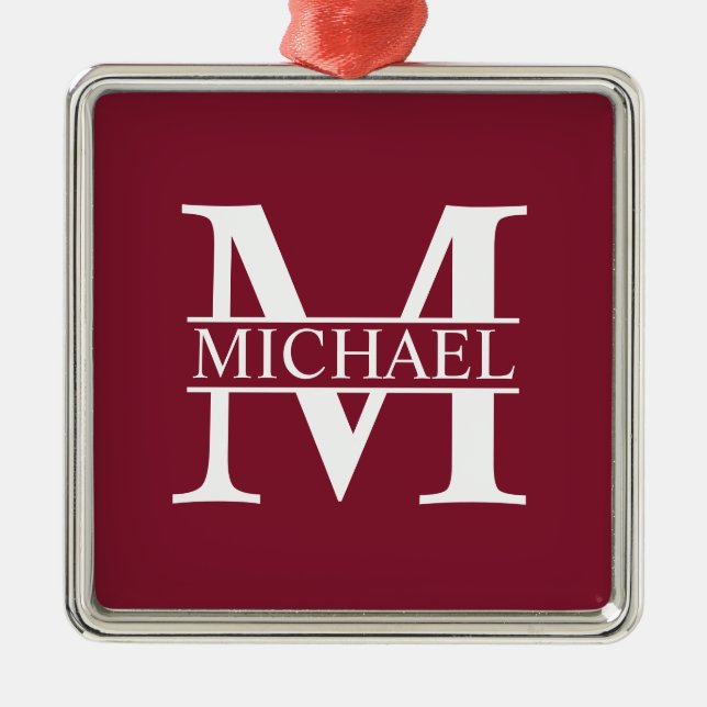 Personalised Monogram and Name Metal Ornament (Front)