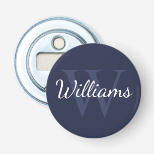 Personalised Monogram and Name Navy Blue Bottle Opener
