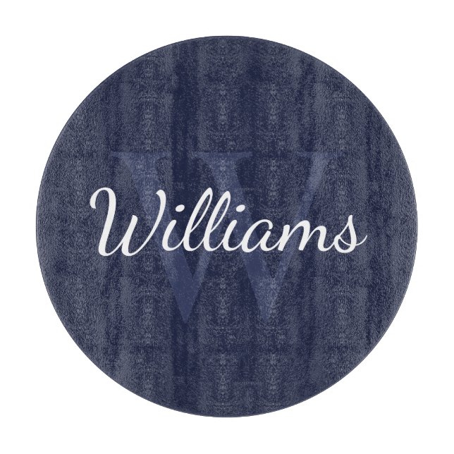 Personalised Monogram and Name Navy Blue Cutting Board (Front)