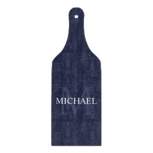 Personalised Monogram and Name Navy Blue Cutting Board