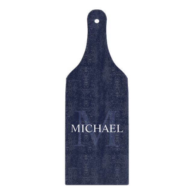 Personalised Monogram and Name Navy Blue Cutting Board (Front)