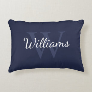 Personalised Monogram and Name Navy Blue Decorative Cushion