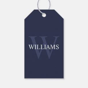 Personalised Monogram and Name Navy Blue Gift Tags