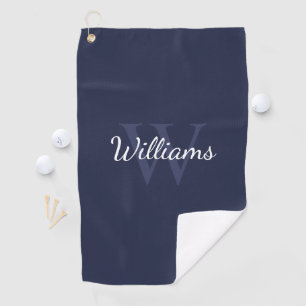 Personalised Monogram and Name Navy Blue Golf Towel