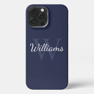 Personalised Monogram and Name Navy Blue iPhone 13 Pro Max Case