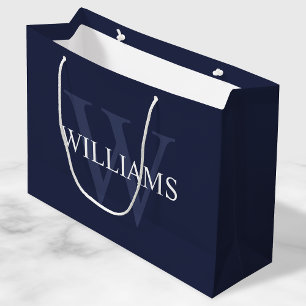 Personalised Monogram and Name Navy Blue Large Gift Bag