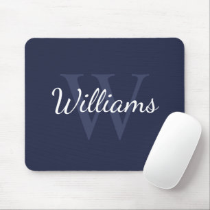 Personalised Monogram and Name Navy Blue Mouse Pad