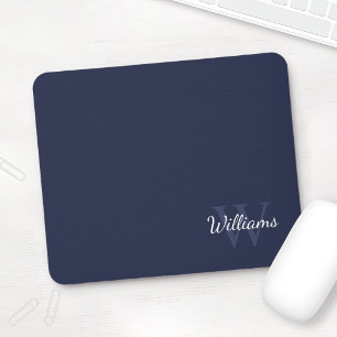 Personalised Monogram and Name Navy Blue Mouse Pad