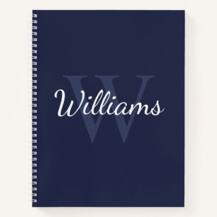 Personalised Monogram and Name Navy Blue Notebook