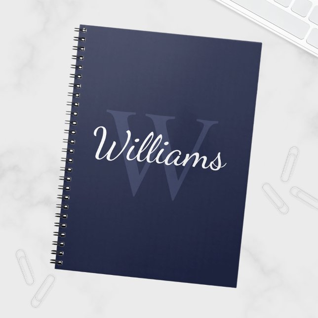 Personalised Monogram and Name Navy Blue Notebook (Creator Uploaded)
