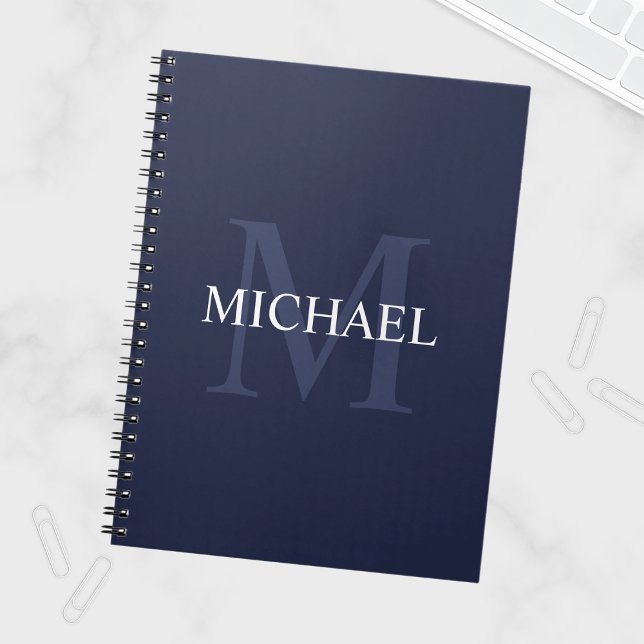 Personalised Monogram and Name Navy Blue Notebook (Creator Uploaded)
