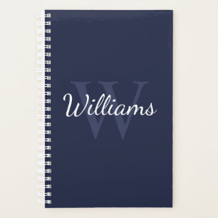 Personalised Monogram and Name Navy Blue Planner